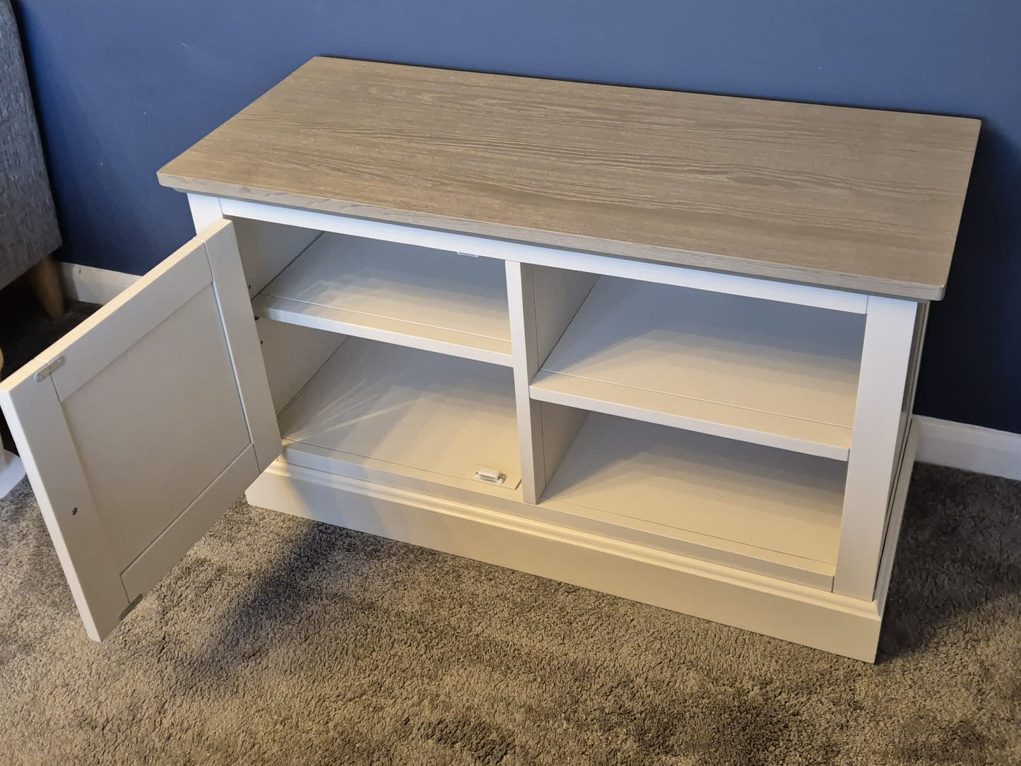 Oak Furnitureland Brompton Painted Acacia & Ash Top Small TV Unit